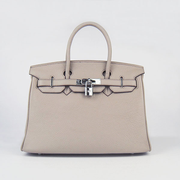 Replica Hermes Birkin 30CM Togo Leather Bag Grey 6088 On Sale - Click Image to Close